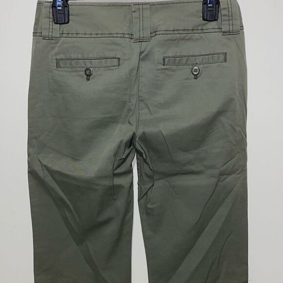 Express Women's Army Green Low Rise Cuffed Twill Cropped Capri Pants Size 0 - Picture 5 of 8